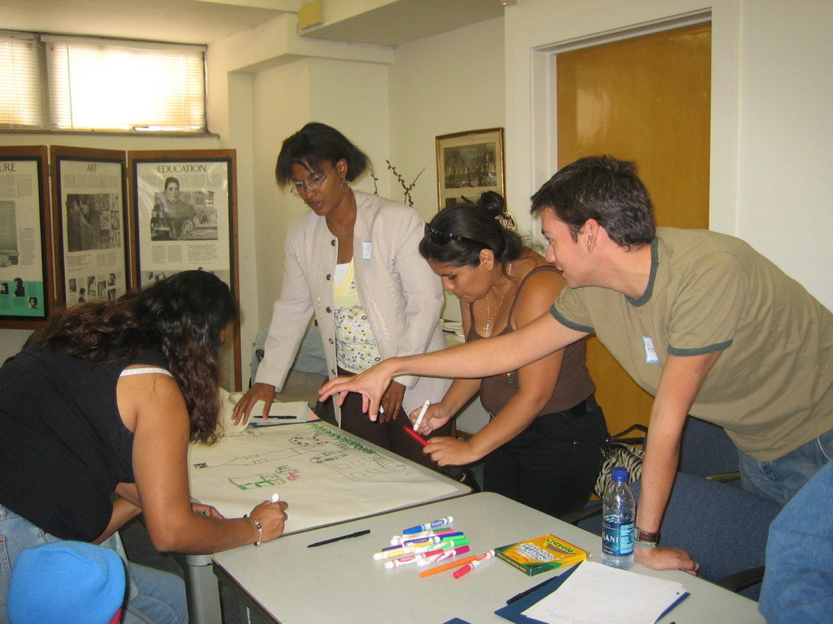 People participating in a training