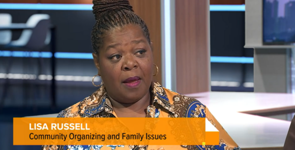 COFI/POWER-PAC IL Westside Branch Parent Leader Lisa Russell spoke to WTTW's Black Voices about her family's experience with child care. (Photo credit: Screenshot of WTTW's Black Voices program)