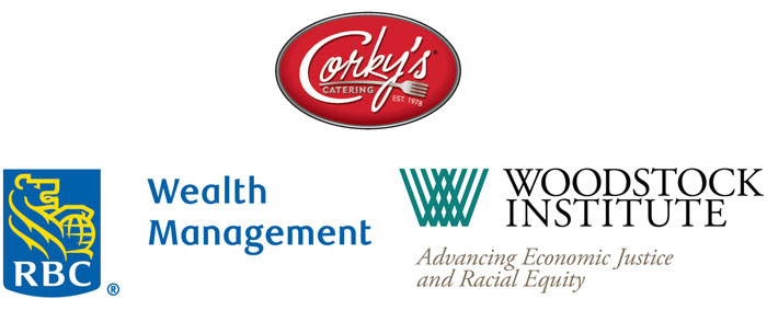 3 logos: Corky's; RBC Wealth Management; Woodstock