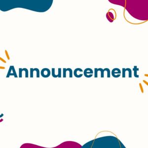 Decorative graphic with the word "Announcement" in the center