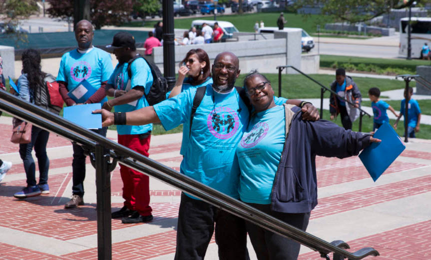 A group of powerful, confident women stride towards the camera